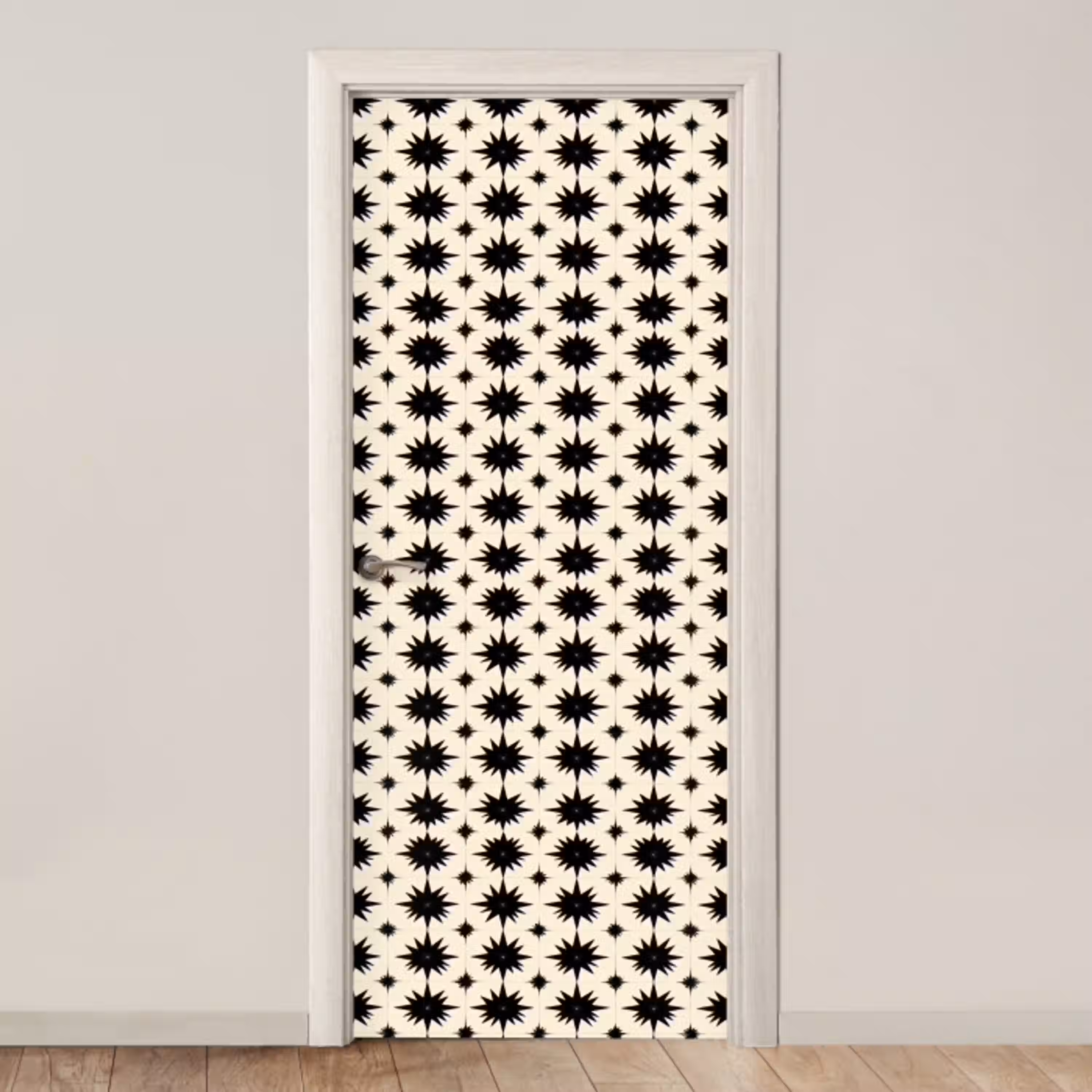 Stervormen - Geometrisch - Zwart deurposter klein 289 -3d_beige