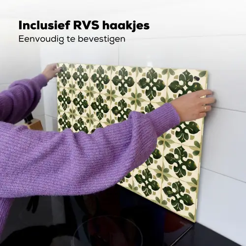 Patroon - Tegel - Groen Inductie beschemer met haakjes klein 777 -ky-ophangen-nl