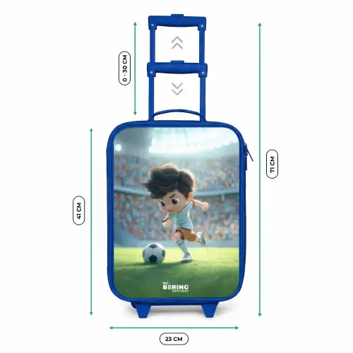 Jongen - Voetbal - Stadion - Zonlicht Kinderkoffer - Blauw klein -productfoto_formaten