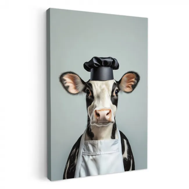 Koe - Zwart - Wit - Kok KitchenYeah - Keuken - Canvas klein -3d