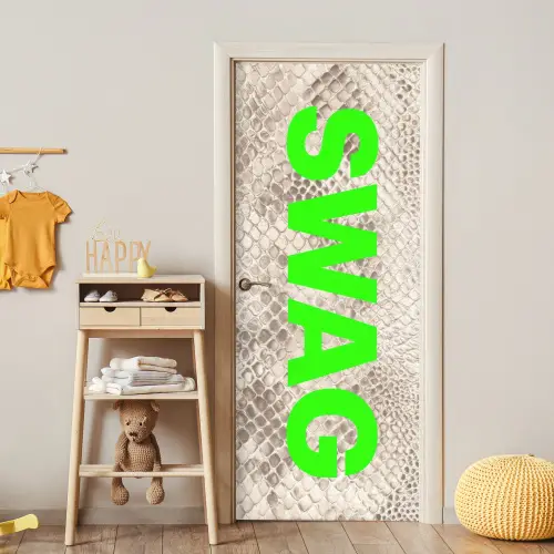 Slangenprint - SWAG - Neon - Groen deurposter klein -sfeer4