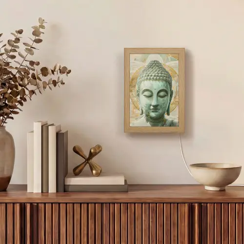 Buddha - Mandala - Modern - Spiritualiteit Light Box met kabel (Tafellamp) klein -sfeer2