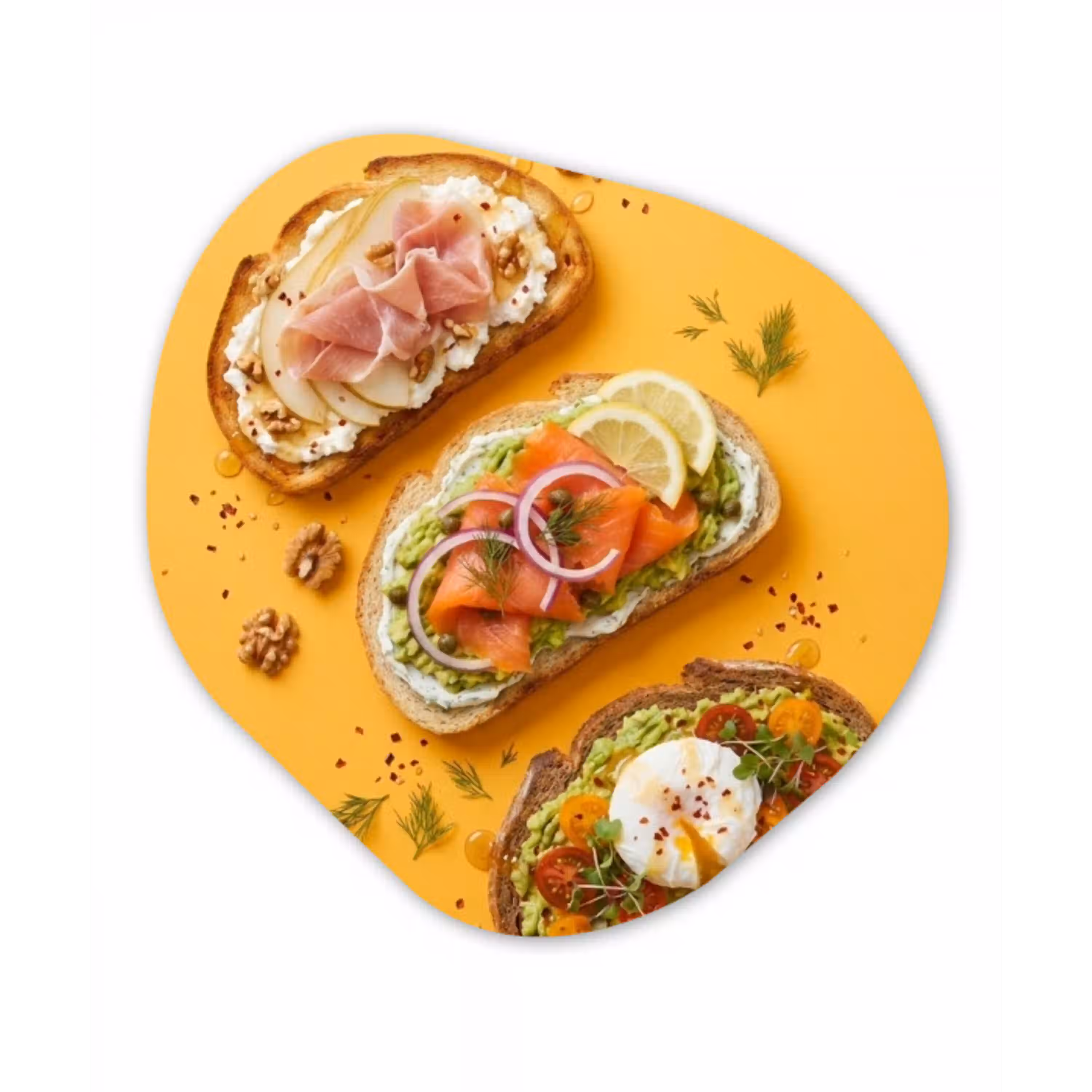 Eten - Brood - Ontbijt - Modern - Kleurrijk Wandcirkel Organisch Forex 3mm klein -3d