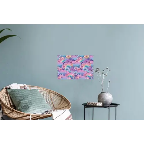 Regenbogen - Bloemen - Kleurrijk - Wolken Muursticker klein -plant