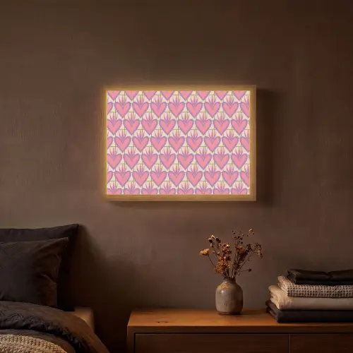 Patroon - Roze - Hartjes Light Box met batterij (Wandlamp) middel 907 -sfeer4