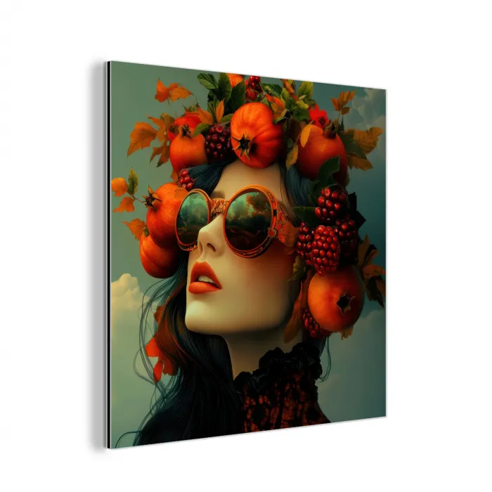 Vrouw - Granaatappel - Herfst - Zonnebril aluminium wit klein -3d