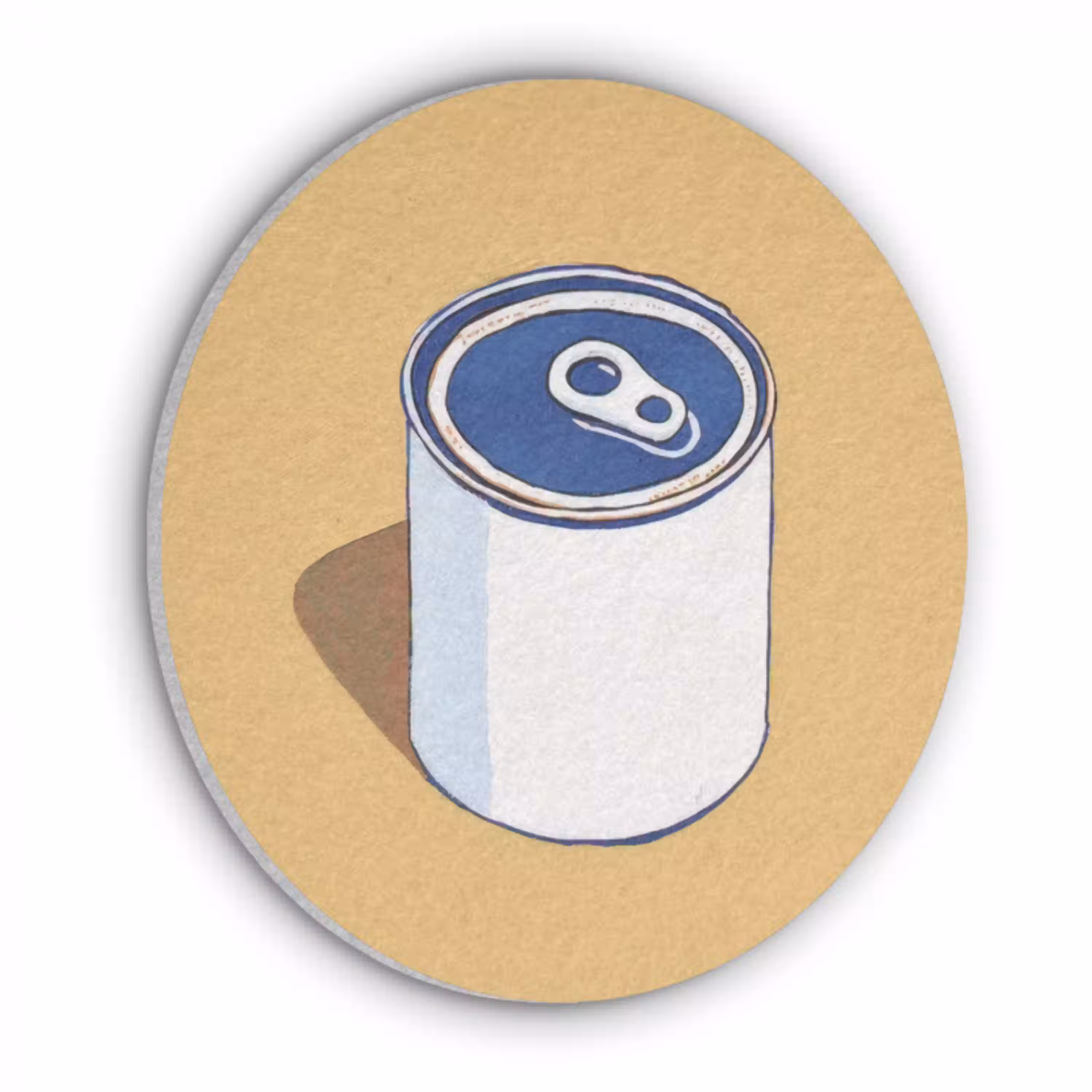 Blikje - Minimalistisch - Blauw - Illustratie Akoestische PET Vilt - Rond klein -3d