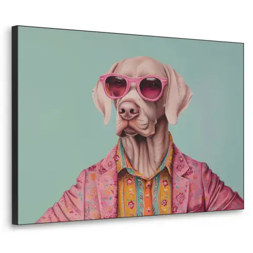 Hond - Overhemd - Bloemen - Bril Textielframe zwart klein -3d