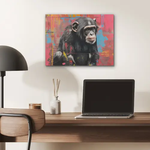 Graffiti - Chimpansee - Dieren - Street art - Banksy PET vilt klein -sfeer5