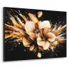 Bloemen - Goud - Graffiti - Zwart - Abstract Textielframe zwart klein -3d