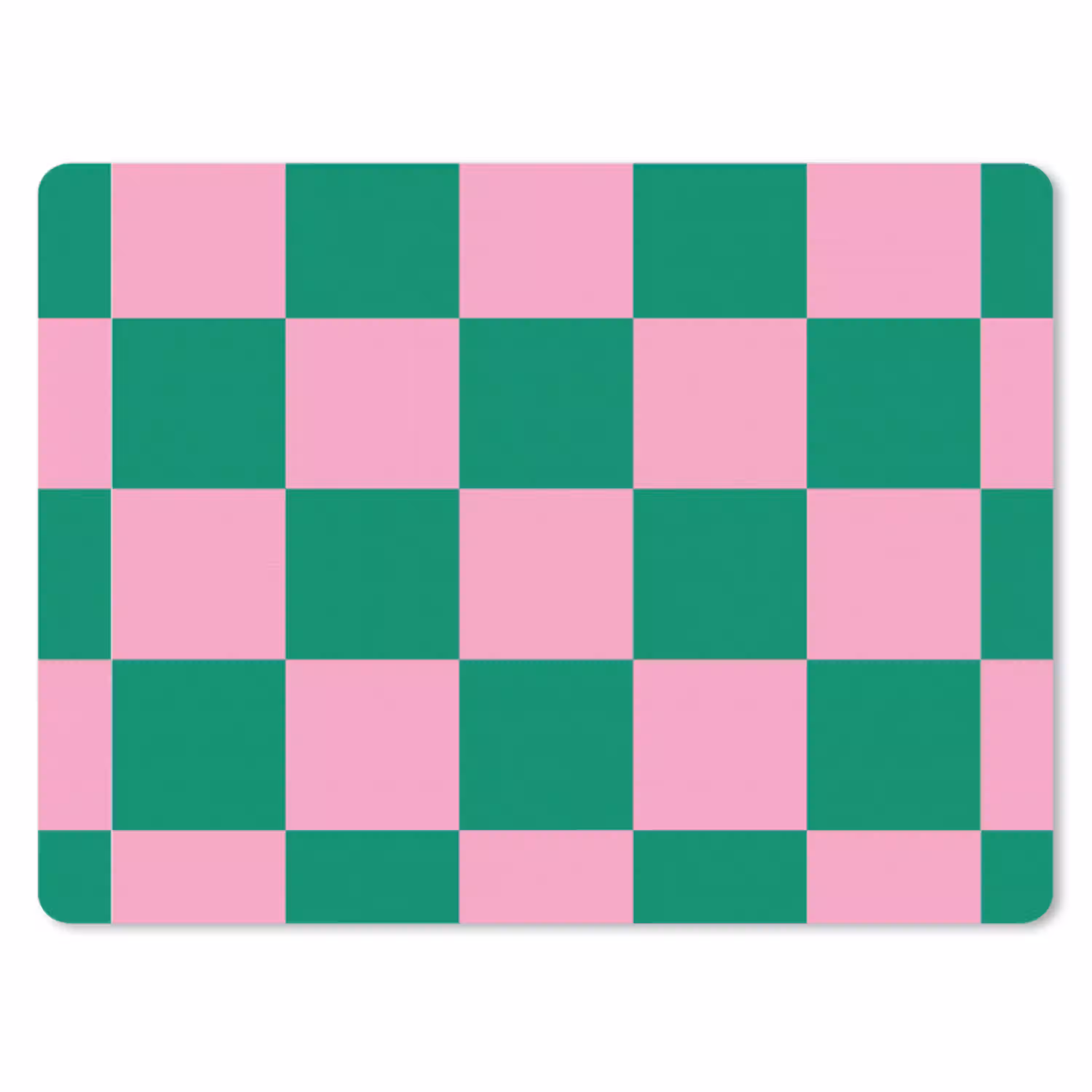 Schaakbord patroon - Groen - Roze - Blokjes muismat rubber klein -3d
