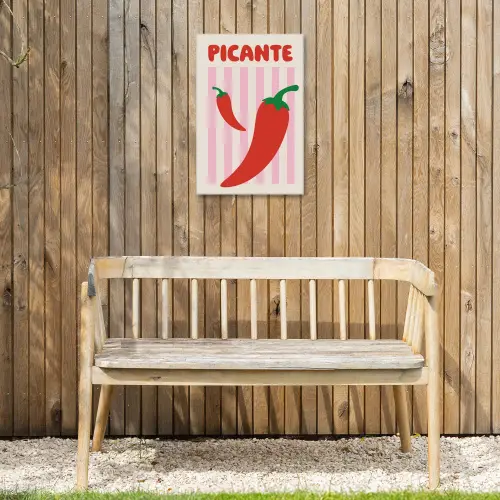 Pittig - Pepers - Rood Tuinposter op houten frame 2 cm dik klein -sfeer4