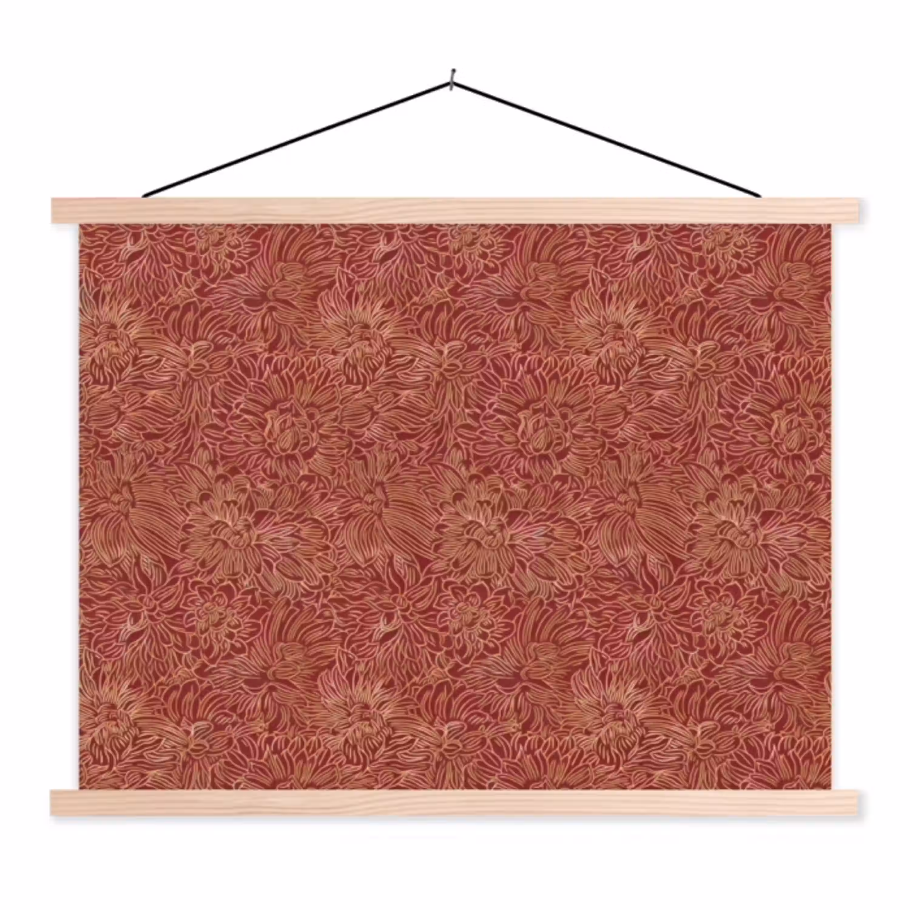 Bloemen - Motief - Rood textielposter latten blank klein 122 -3d