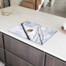 Roodborstje - Tak - Sneeuw - Winter - Levendig Inductie beschermer vinyl 3mm klein -sfeer8