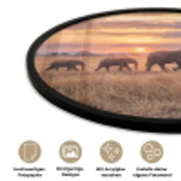 Olifanten - Savanne - Zonsondergang - Afrika - Warm Fotolijst rond zonder passe partout klein -closeup_DE