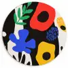 Bloemen - Bladeren - Abstract - Zwart Wandcirkel kunststof plaat 5mm dik klein -3d