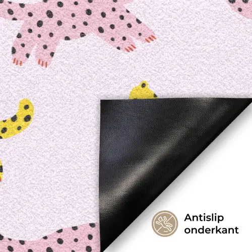 Geel - Roze - Katten - Wit Deurmat klein 898 -antislip_NL
