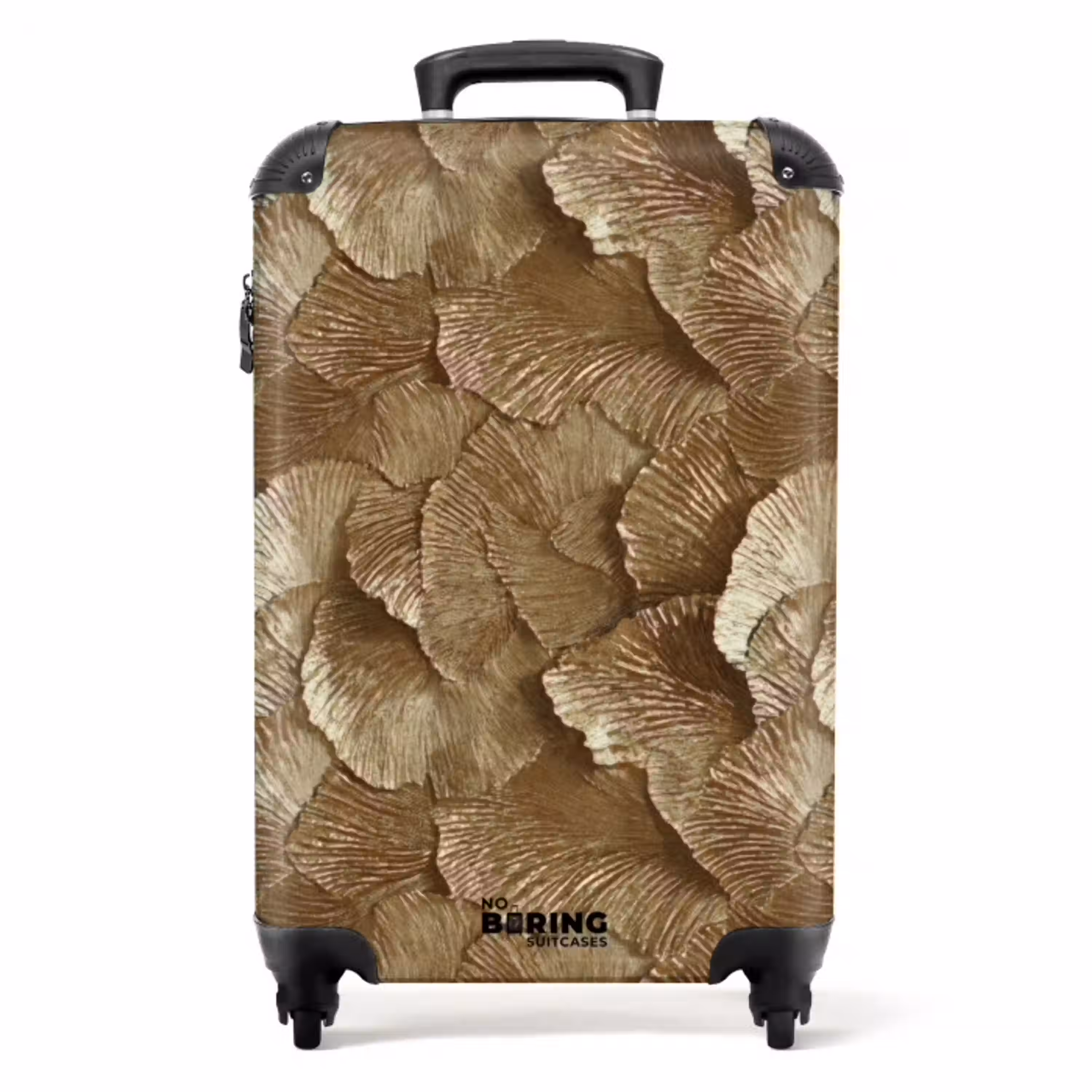 Organisch - Patroon - Bladeren - Goud NBS - Handbagage koffer - Volwassenen Unisex middel -productfoto_recht