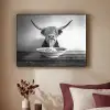 Schotse Hooglander - Spaghetti - Dieren - Zwart wit Textielframe zwart klein -sfeer1