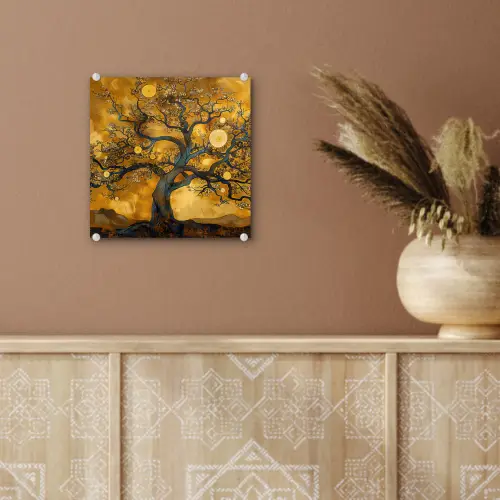 Boom - Levensboom - Abstract - Goud plexiglas 5mm klein -sfeer5