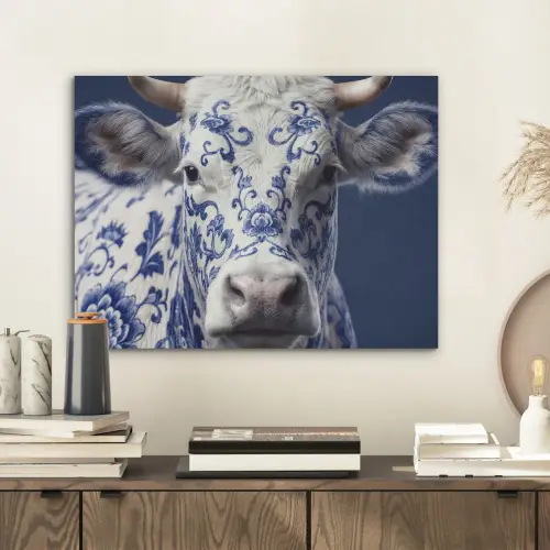 Koe - Delfts - Blauw - Artistiek PET vilt klein -sfeer1
