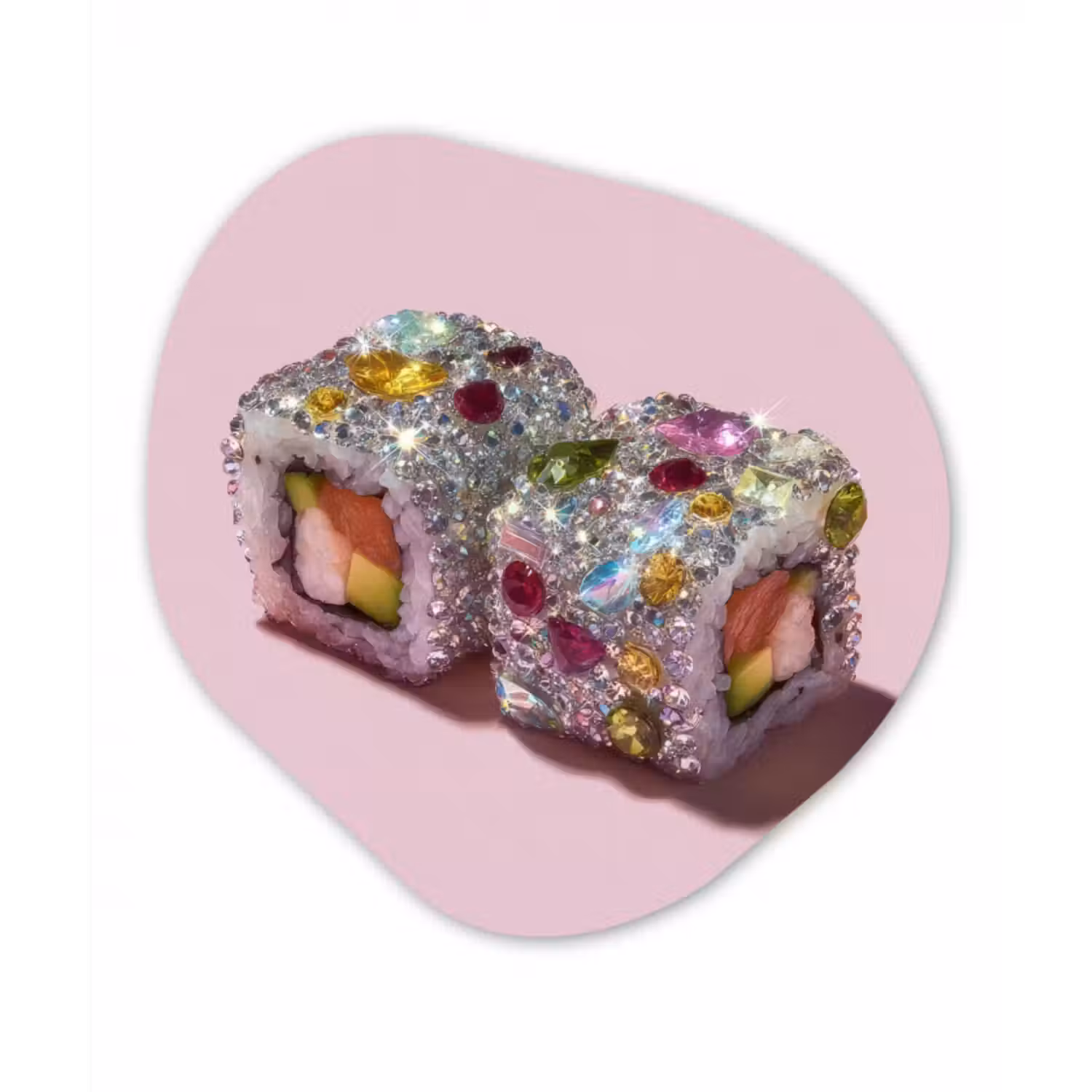 Glasbild Organische Form - Sushi - Röllchen - Steine - Bunt