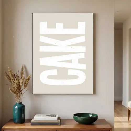 Cake - Woord - Japandi - Wit Textielframe - compleet frame klein -sfeer1