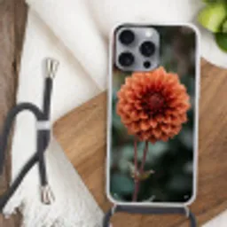 Dahlia - Bloem - Natuur - Sfeervol Hoesje iPhone 16 Pro Max met koord klein -sfeer4