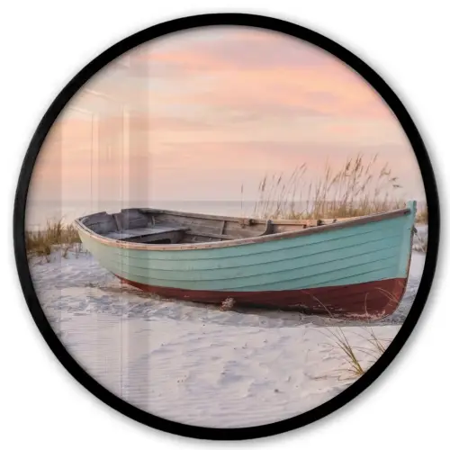 Rustiek - Roeiboot - Zandstrand Fotolijst rond zonder passe partout klein -3d