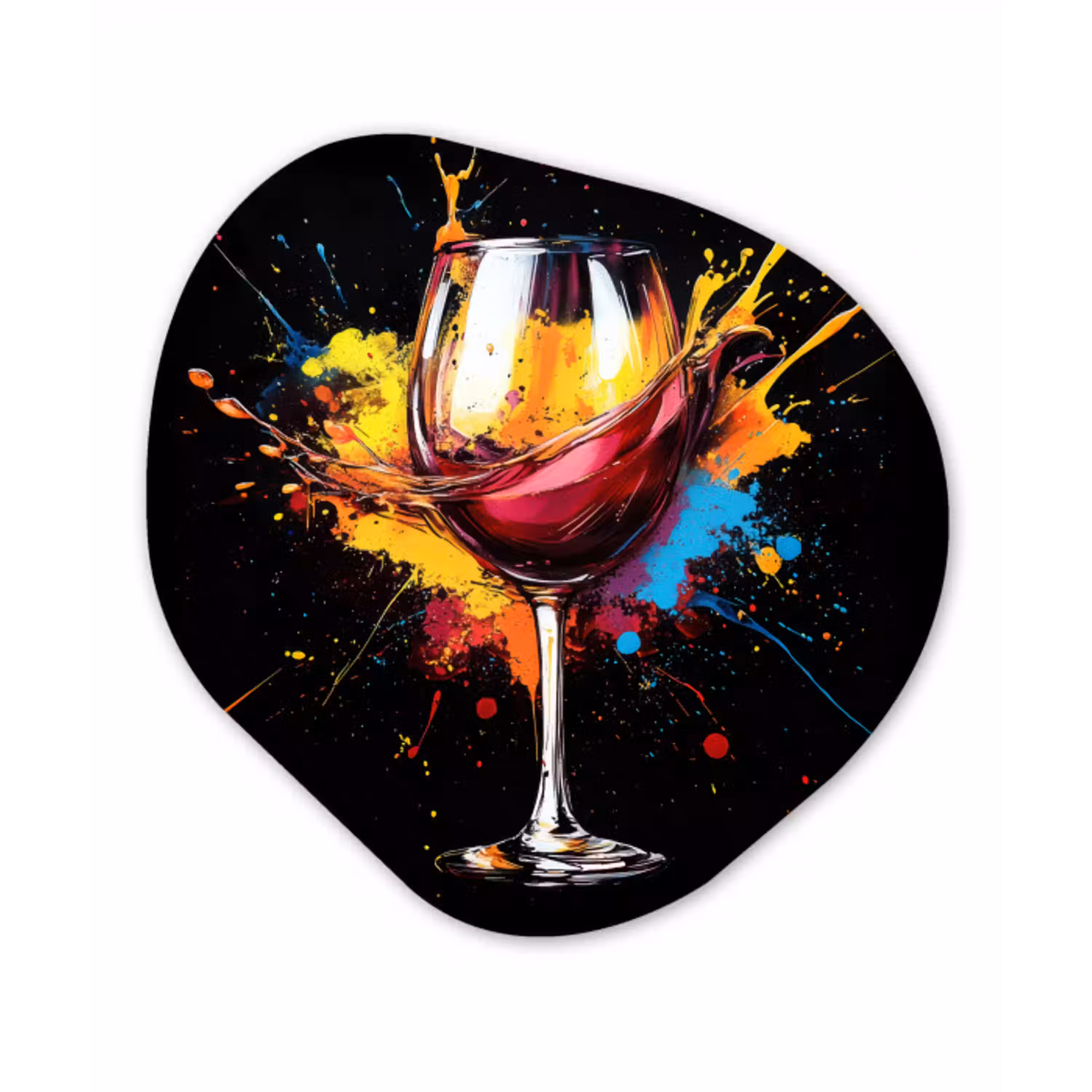 Wijn - Glas - Graffiti - Borrel - Rood - Verf Wandcirkel Organisch Plexiglas middel -3d