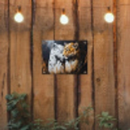 Luipaard - Oranje - Wit - Gras tuinposter los doek klein -sfeer1