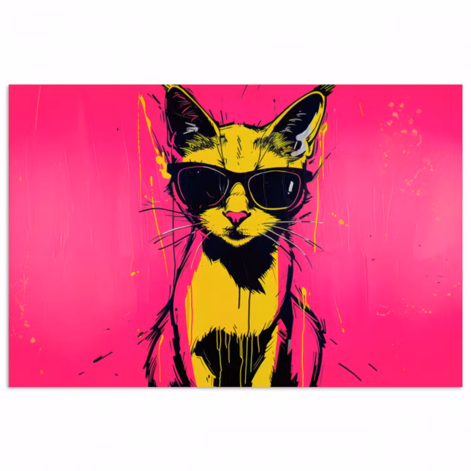 Poster - Katze - Kunst - Sonnenbrille - Rosa