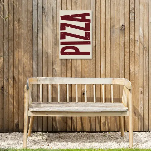 Pizza - Vintage - Decoratie - Japandi Tuinposter op houten frame 2 cm dik klein -sfeer4