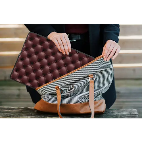 Leer - Patroon - Bordeaux laptophoes neopreen klein 279 -tas