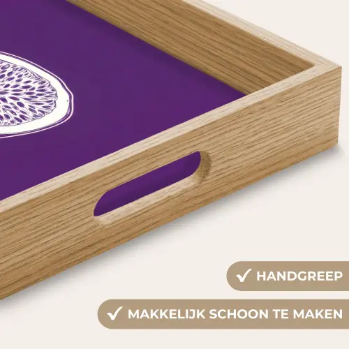 Passievrucht - Zaadjes - Paars - Minimalistisch Dienblad Rechthoek middel -USP_HandgreepNL