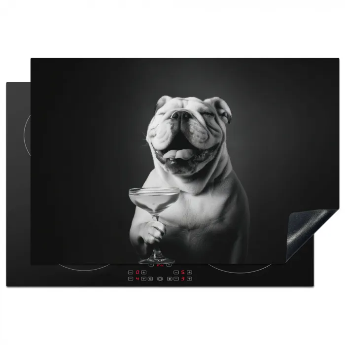 Buldog - Hond - Glas Inductie beschermer vinyl 3mm klein -3d