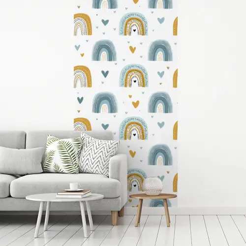 Patroon - Regenboog - Hartjes fotobehang vinyl groot -woonkamer