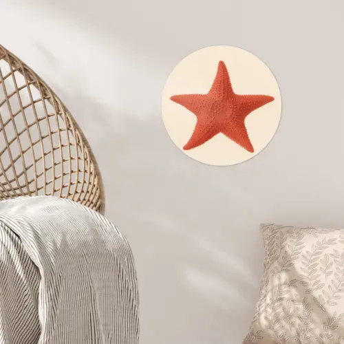 Zeester - Bobbels - Rood Wandcirkel behangsticker klein -sfeer4