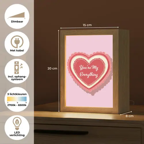 Liefde - Hart - Valentijn Light Box met kabel (Tafellamp) klein -USP_NL