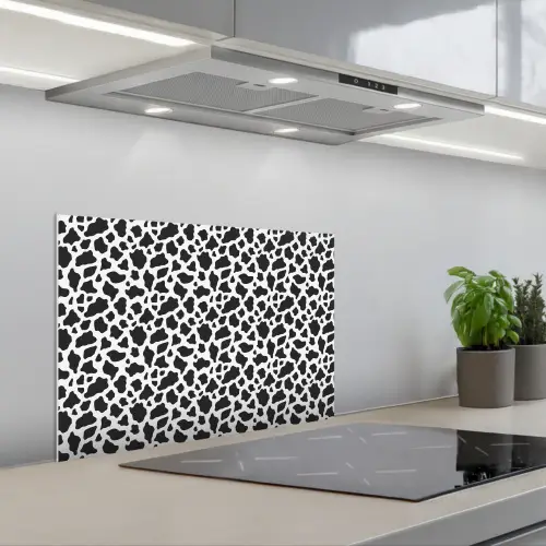 Koe - Vlekken - Patroon - Zwart keuken achterwand spatscherm klein 900 -3d_schuin