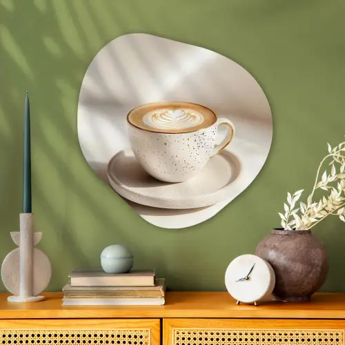 Cappuccino - Schuim - Schotel - Beige Wandcirkel Organisch Plexiglas middel -sfeer2