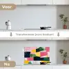 Abstract - Roze - Lappen - Vormen - Geel keuken achterwand spatscherm klein -voor_na_NL