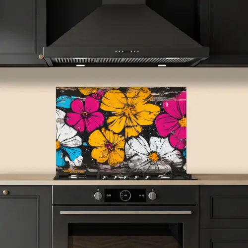Street Art - Bloemen - Mix keuken achterwand spatscherm klein -sfeer1