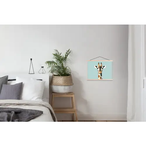 Giraffe - Illustratie - Bruin - Minimalistisch textielposter latten blank klein -woonkamer