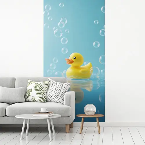 Bubbels - Badeend - Geel fotobehang vinyl groot -woonkamer