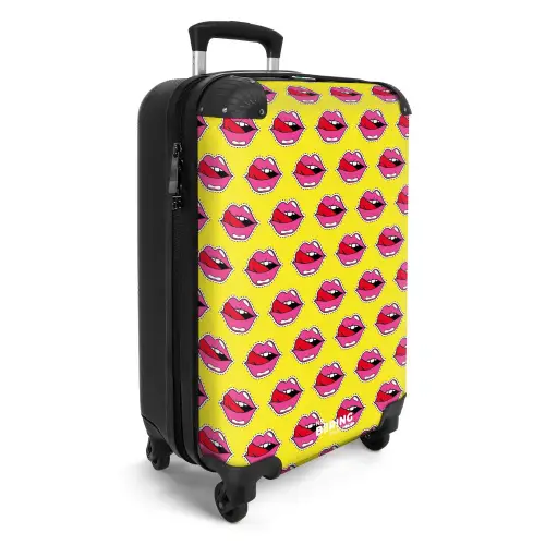 Patronen - Lippen op gele achtergrond NBS - Handbagage koffer - Kinderen Unisex middel -productfoto_3d