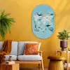 Wereldkaart - Zeeleven - Blauw Wandcirkel Ovaal Glas middel -sfeer4