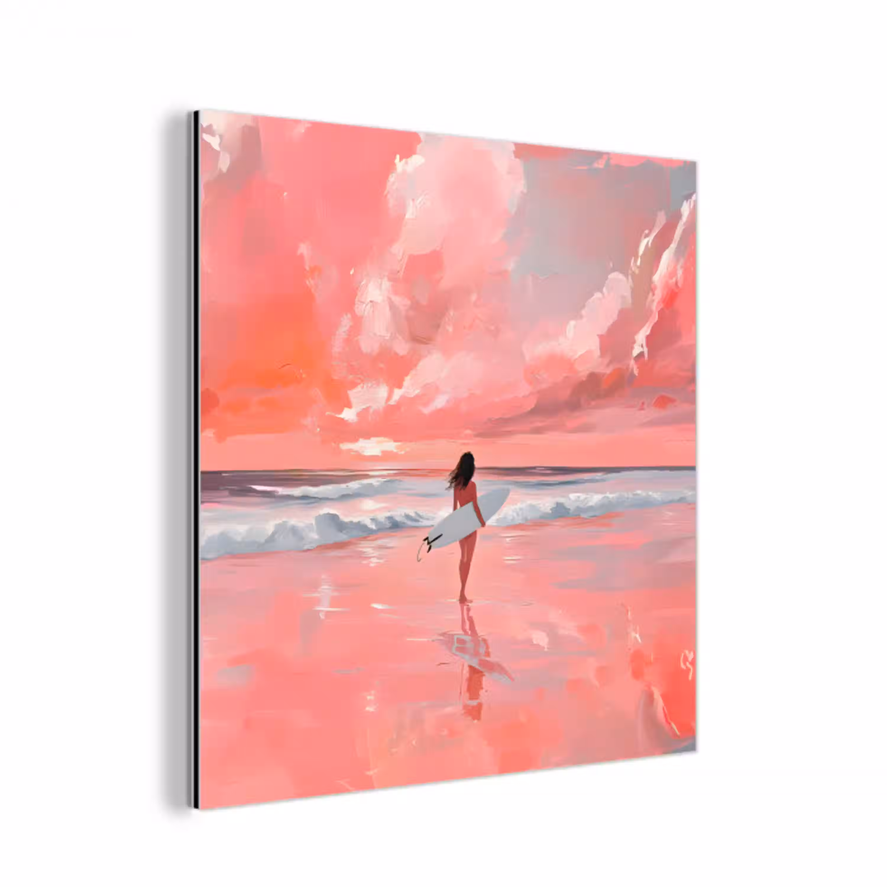 Roze - Surfen - Zee aluminium wit klein -3d
