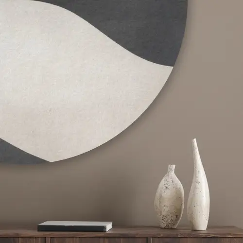 Golven - Abstract - Beige Akoestische PET Vilt - Rond klein -sfeer5_closeup