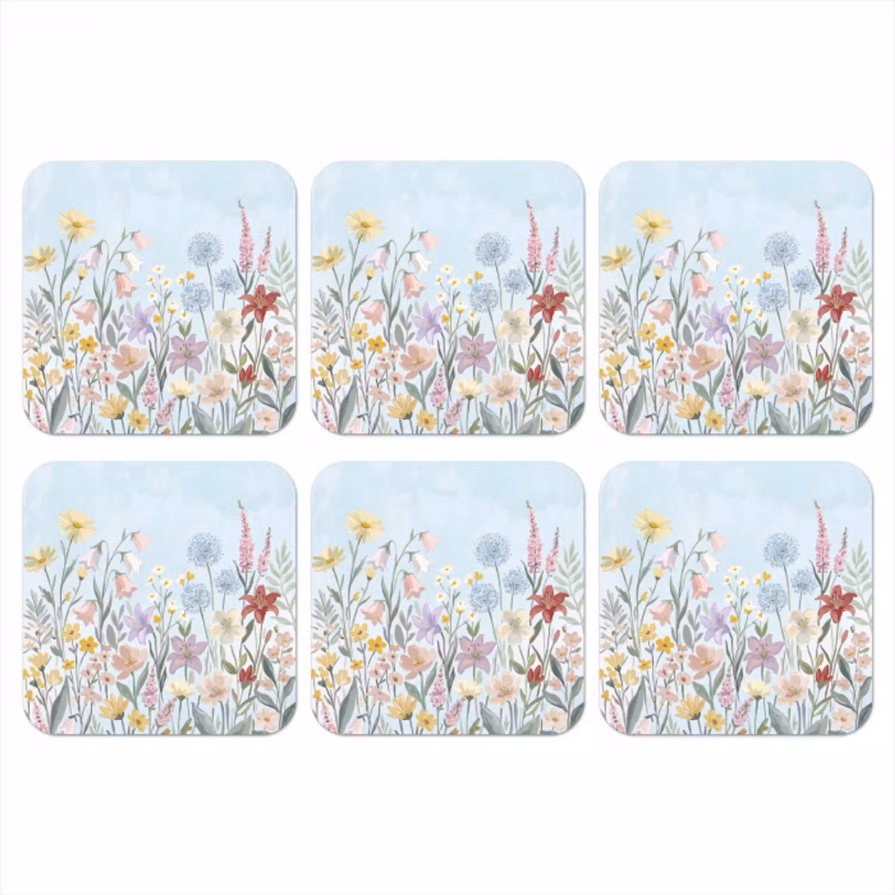 Weidebloemen - Illustratie - Kleurrijk onderzetter kurk middel -3d